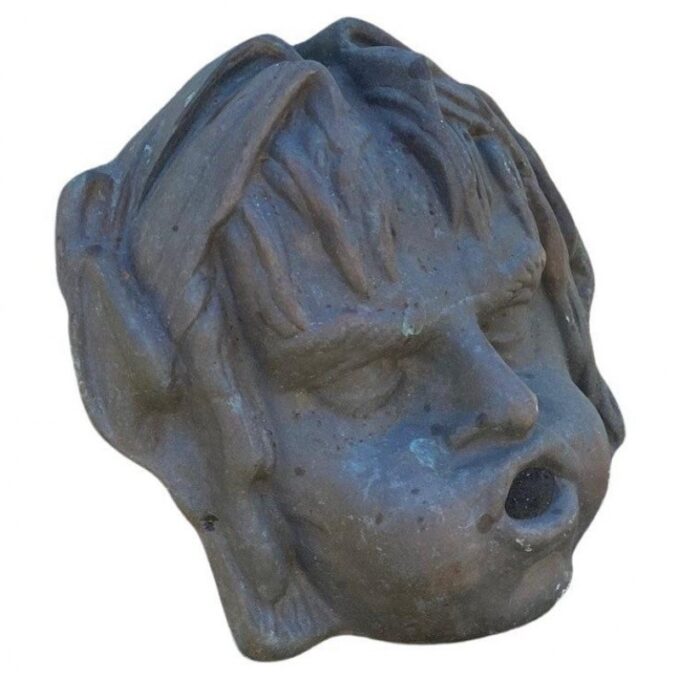 Wall mount Fountain Head Of a Girl Cast Bronze Spout water feature Antiques CA