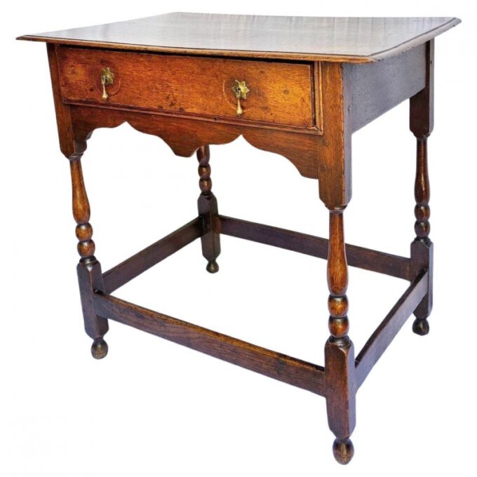 17th Century hand carved antique side Farm Table Desk Center Drawer Los Angeles