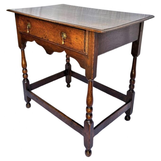 17th Century hand carved antique side Farm Table Desk Center Drawer Los Angeles - Image 2