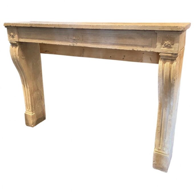 Hand Carved Stone Limestone Fireplace Mantle Surround Los Angeles Antiques CA