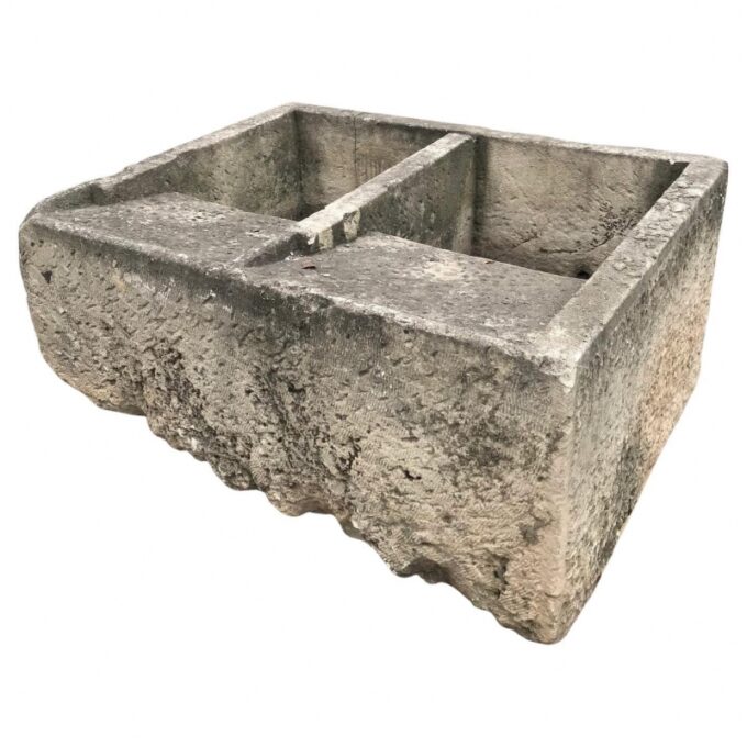 Hand Carved Stone Container Fountain Basin Planter Farm Sink Trough Antique LA