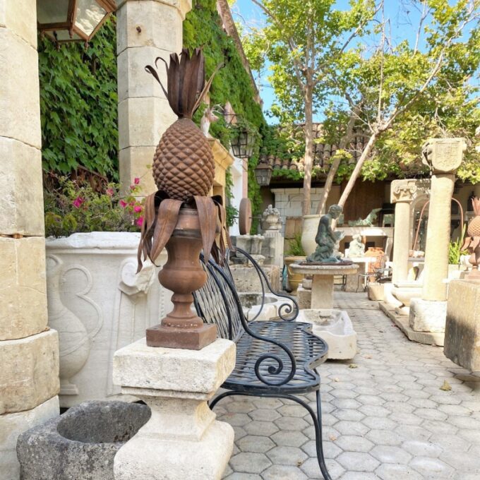 Art Deco Pair Pineapple Antique Decorative Rustic Finials Sculpture Los Angeles - Image 2