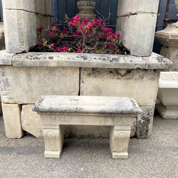 Rustic Stone Farm Bench Garden patio Hand Carved Seat Antique Dealer Los Angeles - Image 2