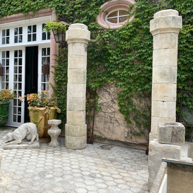 Antique Hand Carved Stone Garden Pillars Columns Posts & Base Pedestal Dealer LA - Image 2