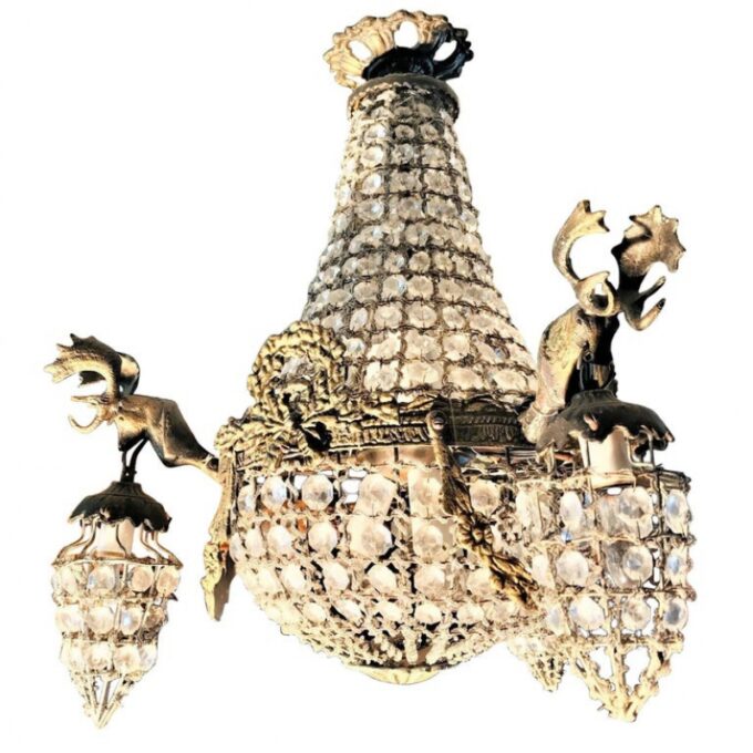 Antique Crystal Hanging Chandelier Entry kitchen library Ceiling Light Pendant