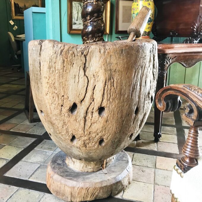 Hand Carved Wood Holder Planter Vase Jardinière cachepot decorative antiques LA CA - Image 2