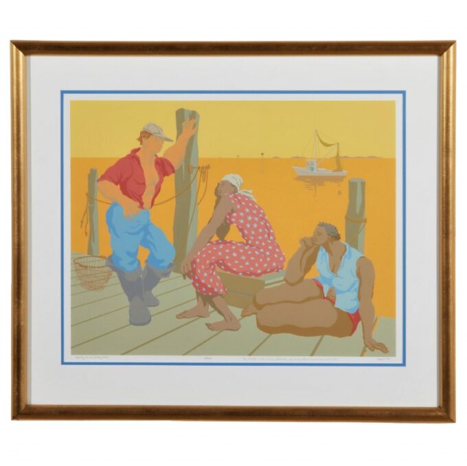 Colorful Contemporary Modern Decorative Wall Art Print Framed American Beach NC