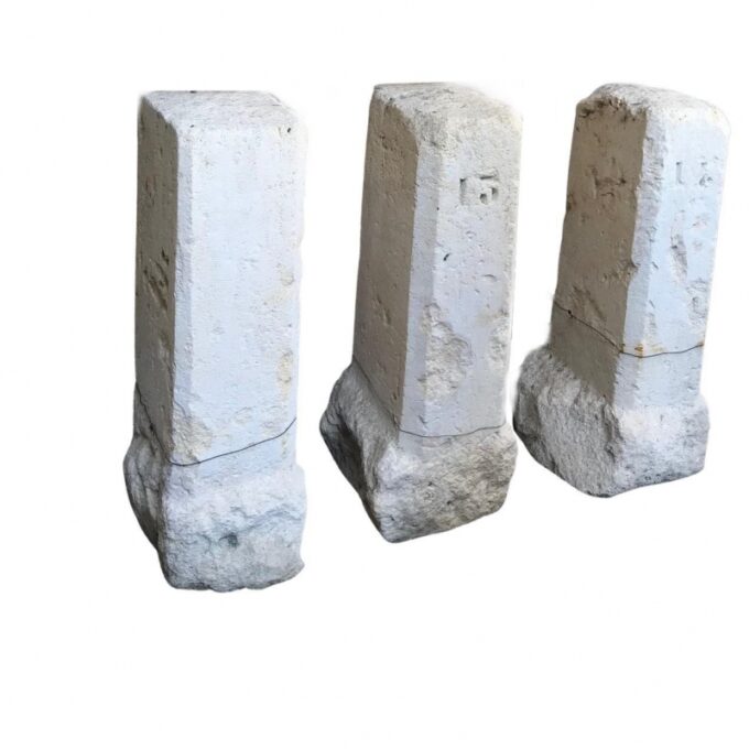 19th C. Set of Three Hand Carved Stone base Pedestal