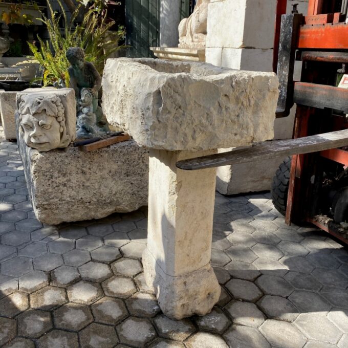 19th C. Set of Three Hand Carved Stone base Pedestal - Image 2