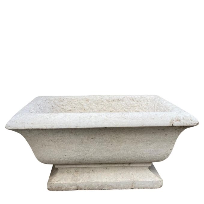 Large Hand Carved Stone Jardiniere Decorative Planter Urn Basin Antiques LA CA