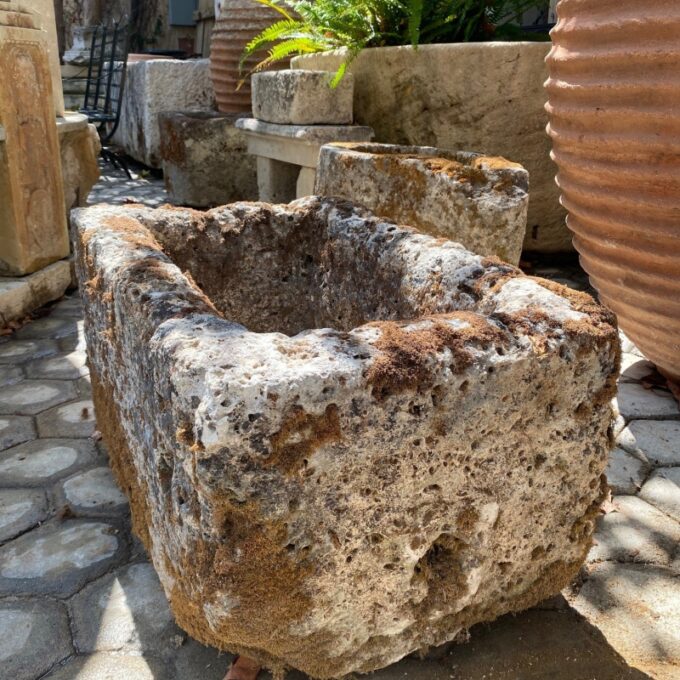 Hand Carved Stone Container Jardiniere Trough Basin Planter Antique Farm Sink LA - Image 2