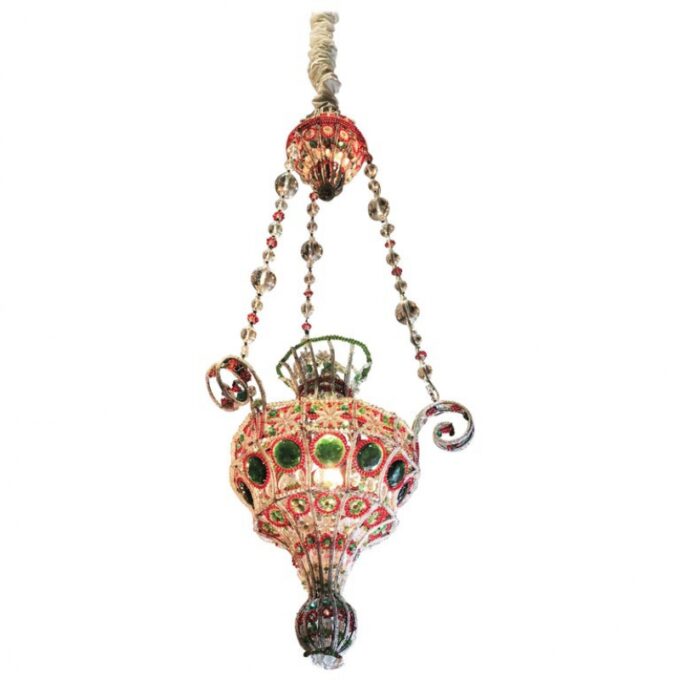 Antique Venetian Pendant Chandelier Ceiling Hanging Glass Lantern light 18th C.
