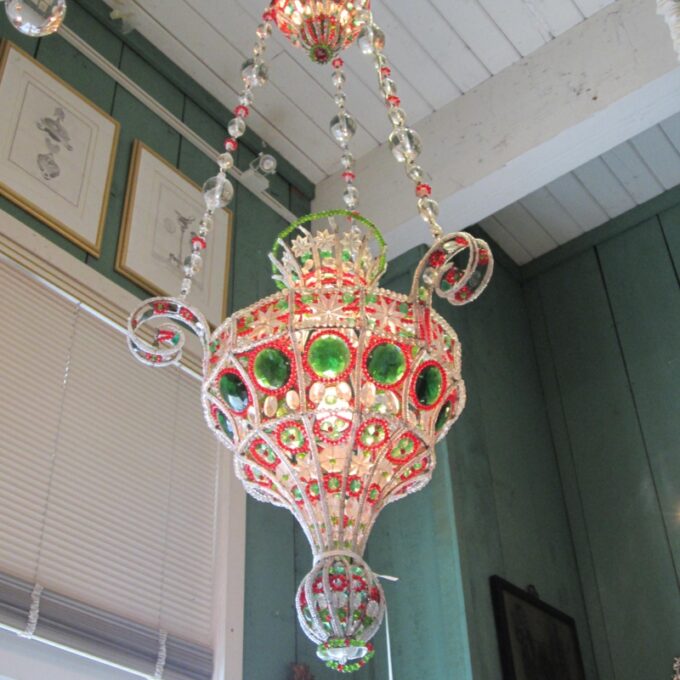 Antique Venetian Pendant Chandelier Ceiling Hanging Glass Lantern light 18th C. - Image 2