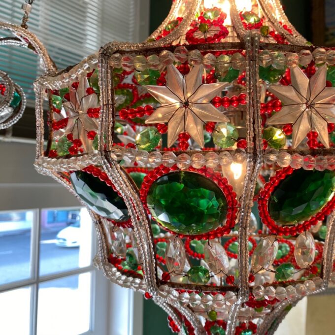 Antique Venetian Pendant Chandelier Ceiling Hanging Glass Lantern light 18th C. - Image 3