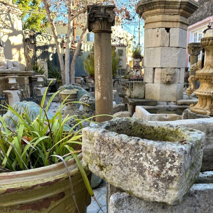 Hand Carved Stone Container Farm Sink Fountain Trough Basin Planter Antique LA - Image 2