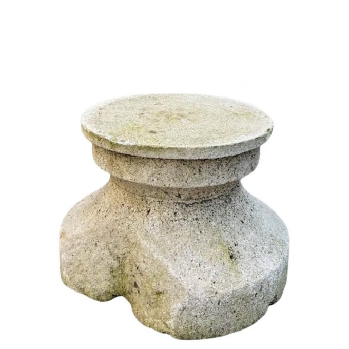 18th Century Hand Carved Stone Column Base Sculpture Doorstop Decorative Element