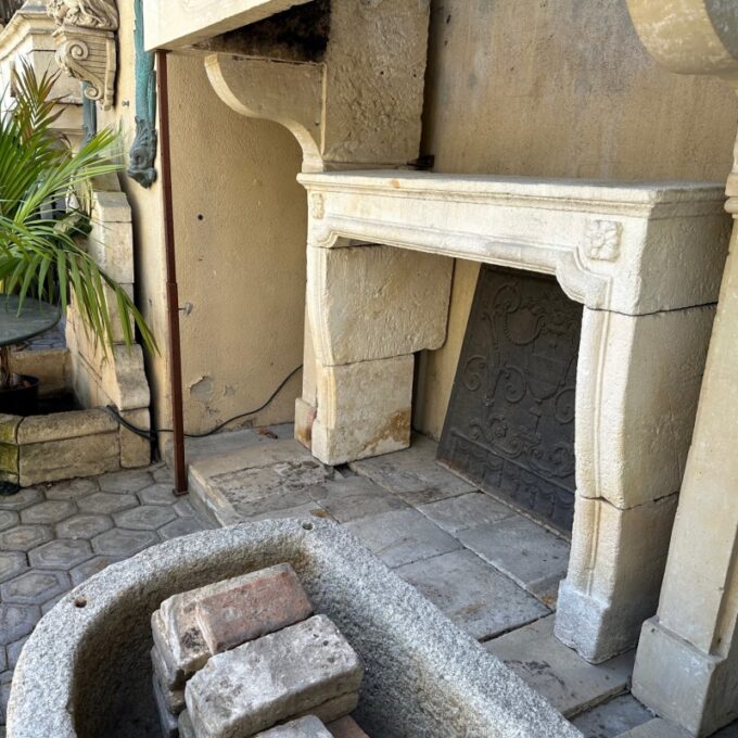 Carved Stone limestone Simple Fireplace Mantle surround Los Angeles antiques CA - Image 2