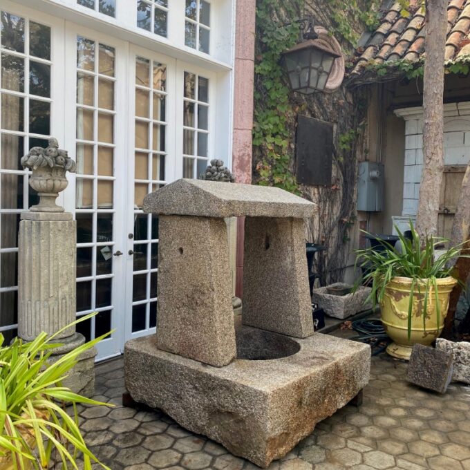 Hand Carved Stone Wellhead center or wall mount Fountain Basin Antique Fire Pit - Image 2