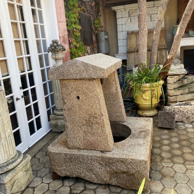Hand Carved Stone Wellhead center or wall mount Fountain Basin Antique Fire Pit - Image 3