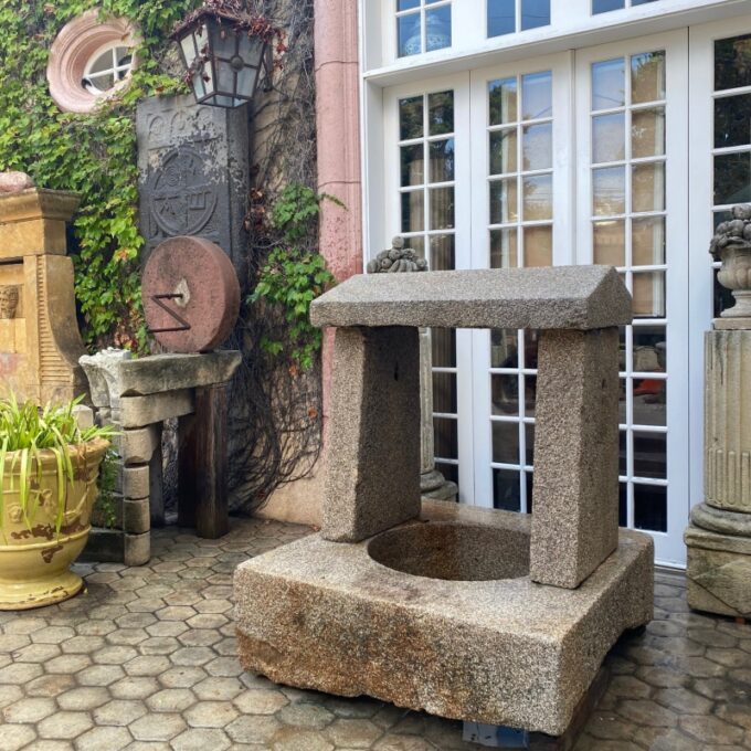 Hand Carved Stone Wellhead center or wall mount Fountain Basin Antique Fire Pit - Image 5
