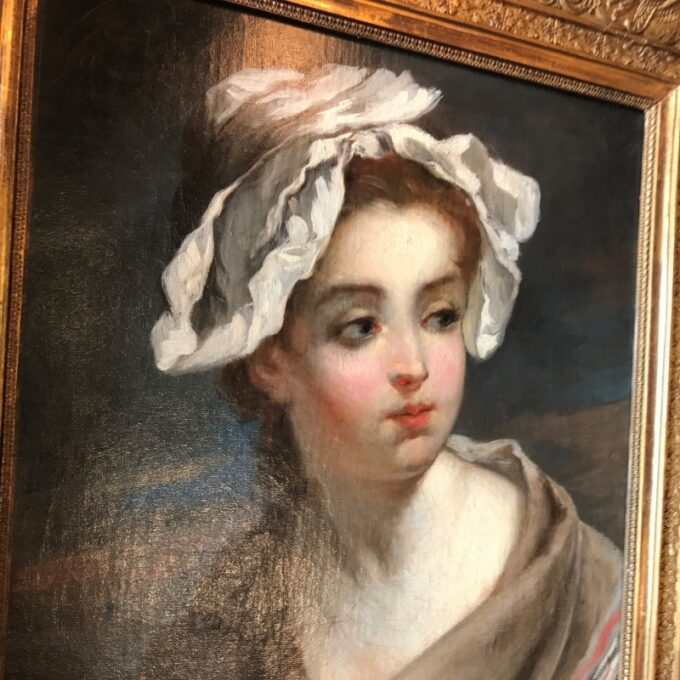 18th C. School Jean Baptiste Greuze Peasant Child in a white bonnet antiques LA - Image 2