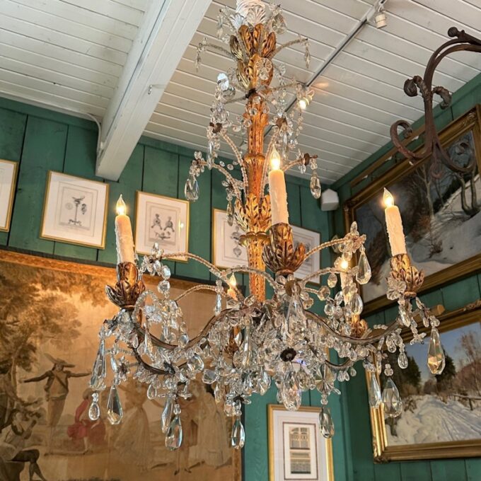 Crystal Genovese Italian Hand Carved Hanging Ceiling Light Pendant Chandelier LA - Image 2