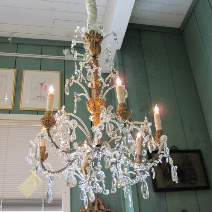 Crystal Genovese Italian Hand Carved Hanging Ceiling Light Pendant Chandelier LA - Image 3