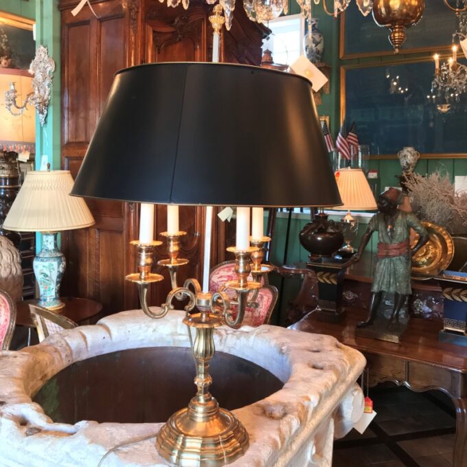 Bouillotte Side Table Lamp Mood Light Gilt Bronze Antique Dealer Los Angeles CA - Image 2
