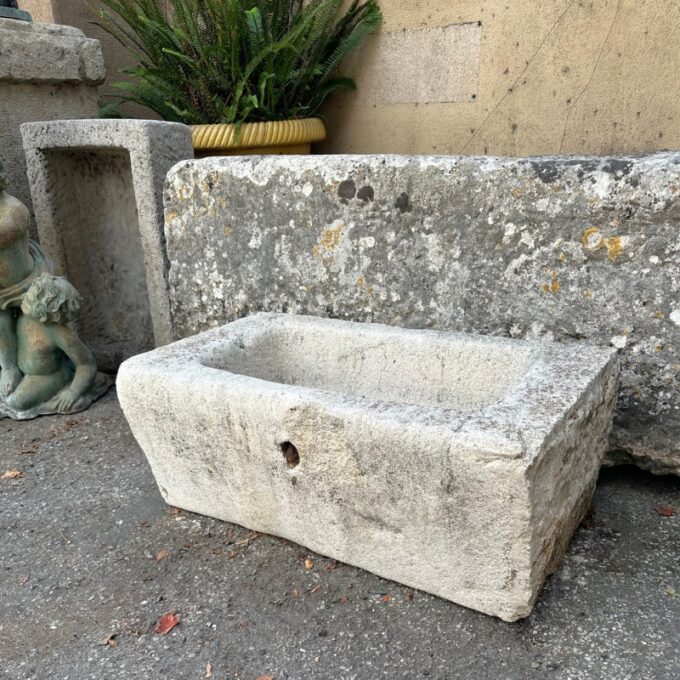 Hand Carved Stone Container Fountain Trough Basin Planter Antique Farm Sink LA - Image 2