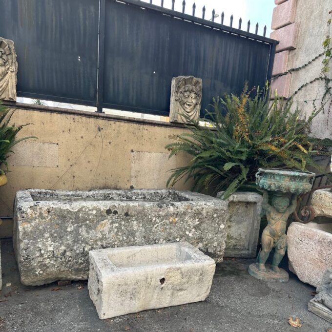 Hand Carved Stone Container Fountain Trough Basin Planter Antique Farm Sink LA - Image 3