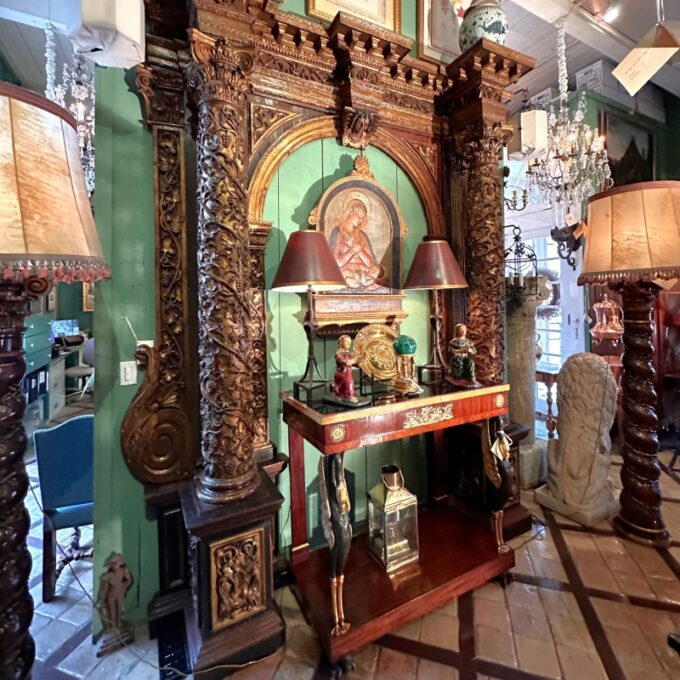 Grand 17th C. Viennese Baroque Archway Wood Door Surround Architectural Element - Image 2