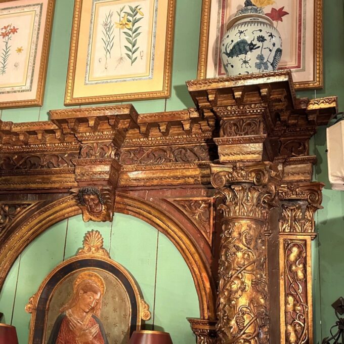 Grand 17th C. Viennese Baroque Archway Wood Door Surround Architectural Element - Image 3