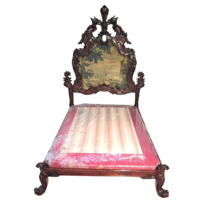 Rare Sculpted Colonial Portuguese 17th/18th C. Jacaranda King Bed Antique LA CA