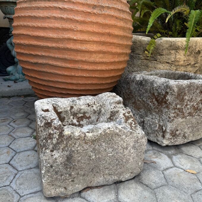 Rustic Hand Carved Stone Container Jardinière Trough Basin Antique Farm Sink - Image 3