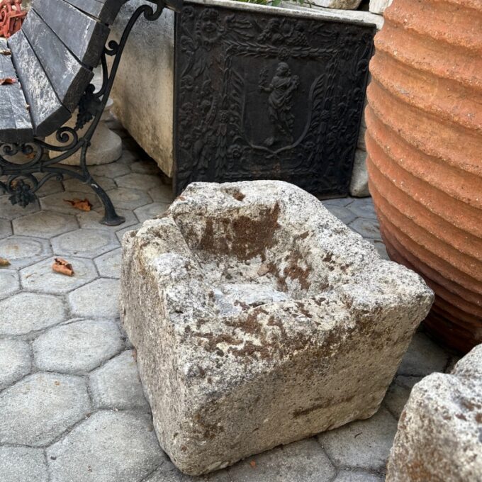 Rustic Hand Carved Stone Container Jardinière Trough Basin Antique Farm Sink - Image 4