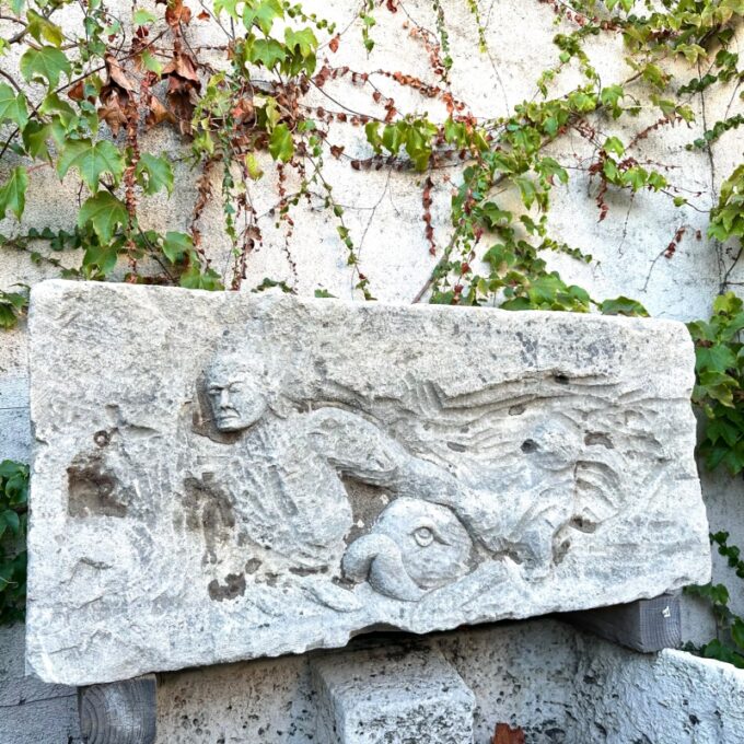 Large Plaque Architectural element Carved Stone Wall mount Art overdoor Antique - Image 2
