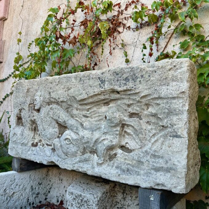 Large Plaque Architectural element Carved Stone Wall mount Art overdoor Antique - Image 3