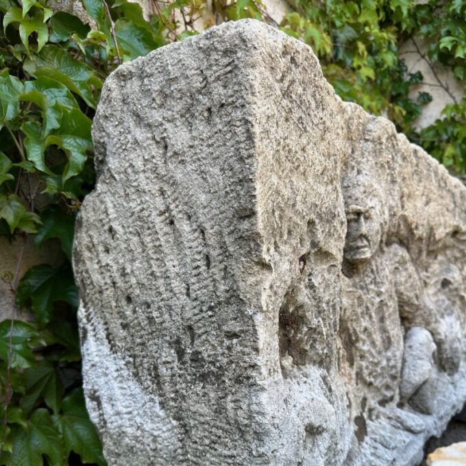 Large Plaque Architectural element Carved Stone Wall mount Art overdoor Antique - Image 4