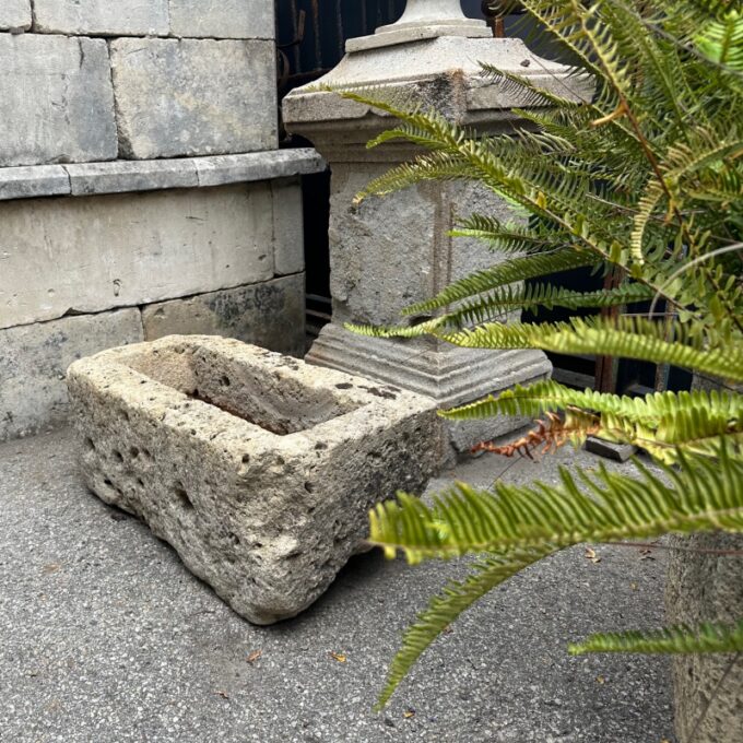 Farm Sink Hand Carved Stone Container Fountain Trough Basin Planter Antique LA - Image 3