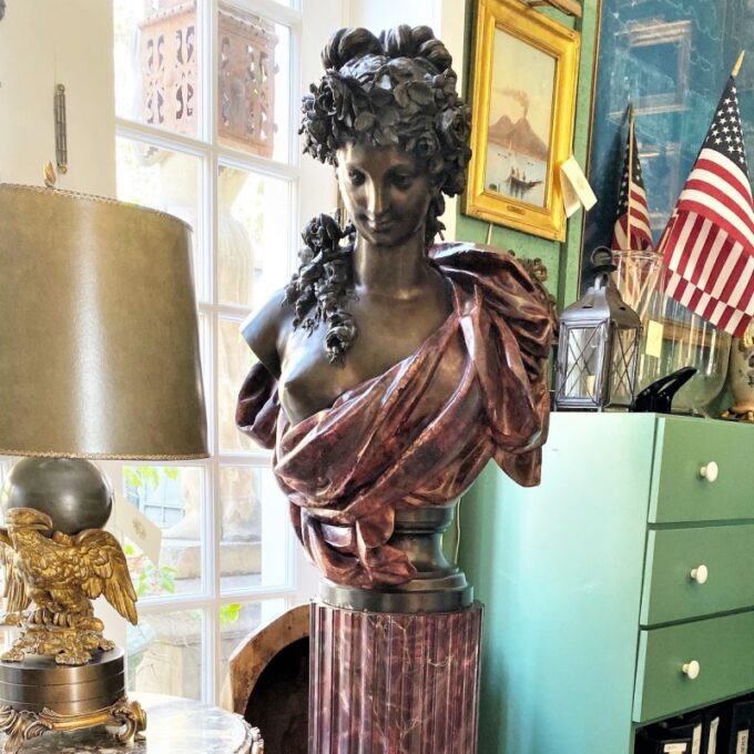Pair Bust Depicting Summer & Spring Sculptures Statues on Pedestals LA Antiques - Image 4