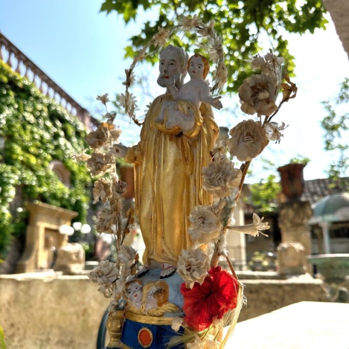 19th C. Santos Hand made statue Saint Joseph and child Antiques Los Angeles CA LA - Image 2