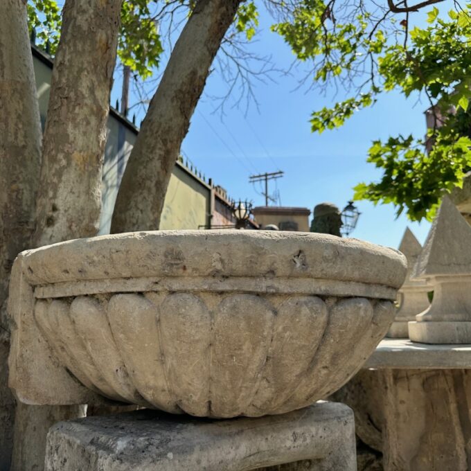 Antique Large Hand Carved Stone Sink Basin Wall Mount Fountain Bowl Farm Rustic - Image 2
