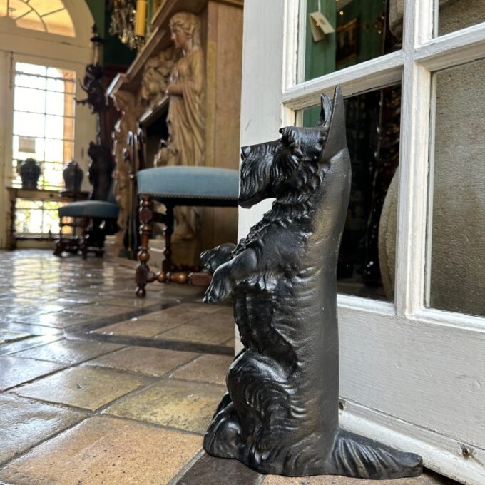 Black Dog Cast Iron Hand Painted Door Stop Decorative object house warming gift - Image 2