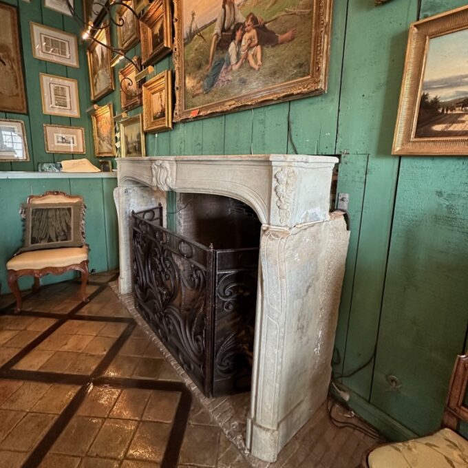 18th Century Large Mantle Regence Chateau Hand Carved Stone Antique Fireplace - Image 3