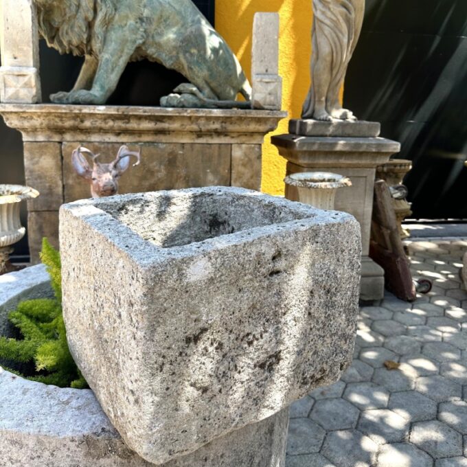 Hand Carved Stone Container Jardinière Trough Basin Planter Antique Farm Sink LA - Image 2