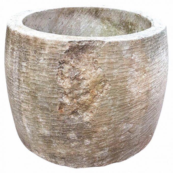 Round Hand Carved Water Fountain Basin Container Trough Planter Vessel Antiques