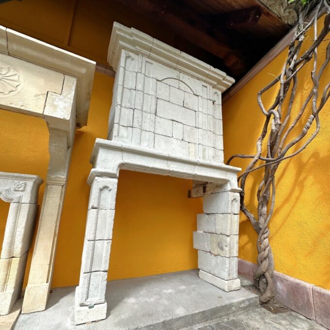 Reclaimed Antique Carved Stone Fireplace Mantle chimney surround Los Angeles CA - Image 2