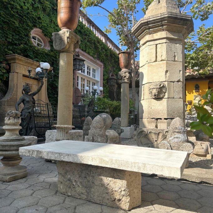 Rustic Hand carved stone Garden coffee Farm patio table outdoor indoor Antique - Image 3