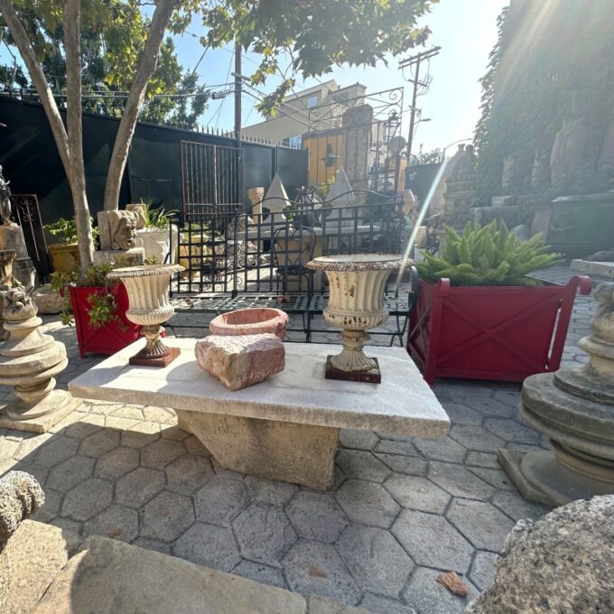 Rustic Hand carved stone Garden coffee Farm patio table outdoor indoor Antique - Image 5