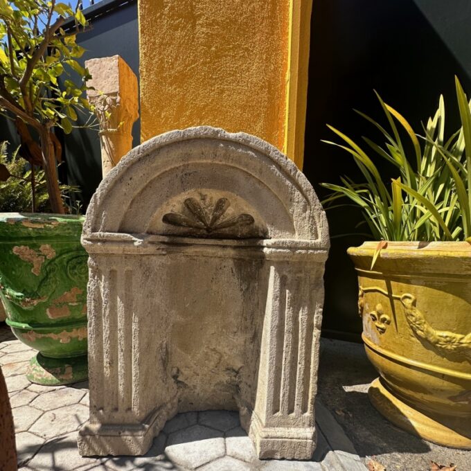 17th C. Hand Carved Stone Niche Wall Mount Plaque Architectural Element Antique - Image 3
